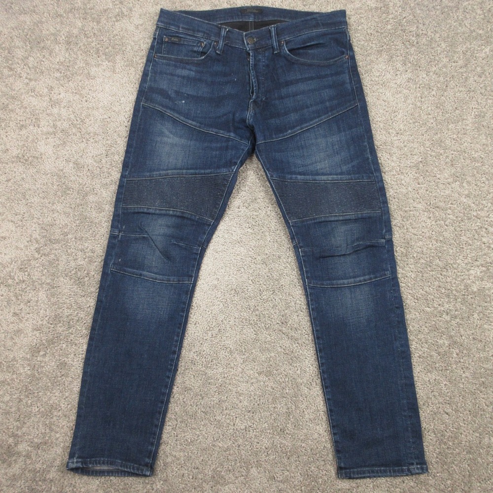 Polo Ralph Lauren Jeans Mens 34x30 Blue Sullivan Slim Moto Biker Fade Denim Pant